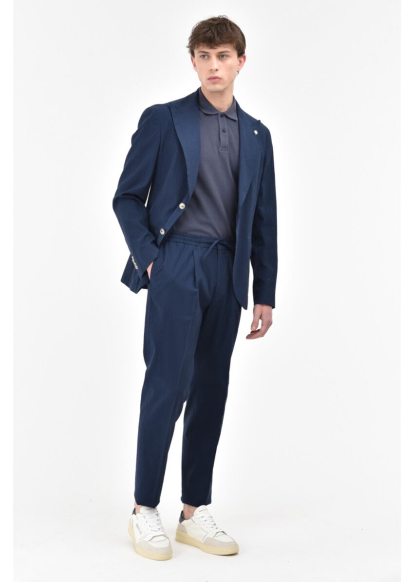 S3-3303 Giacca Seersucker Blu Man