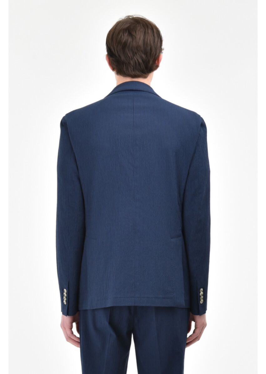 S3-3303 Giacca Seersucker Blu Man