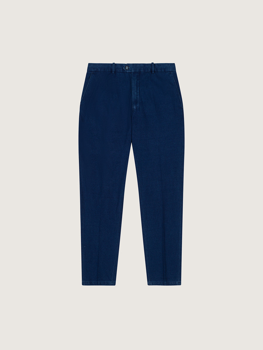 SU3-3896 Pantalone Chino Piquet Washed Indaco Man