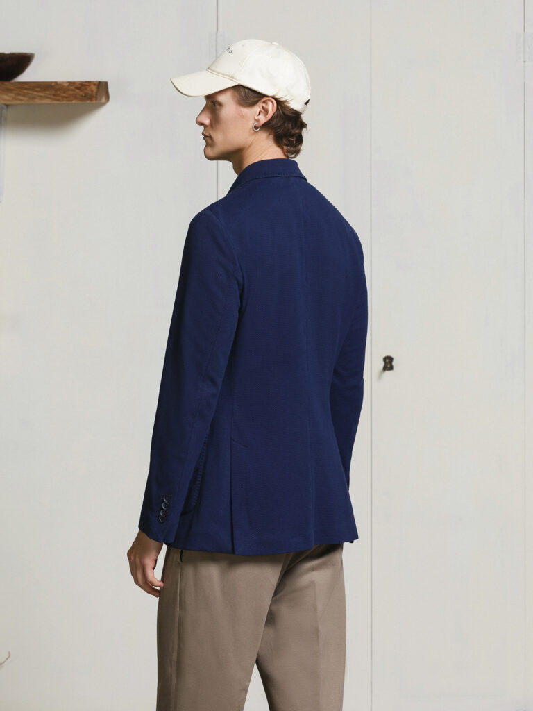 SU3-3848 Giacca Doppiopetto Oxford Indaco Man