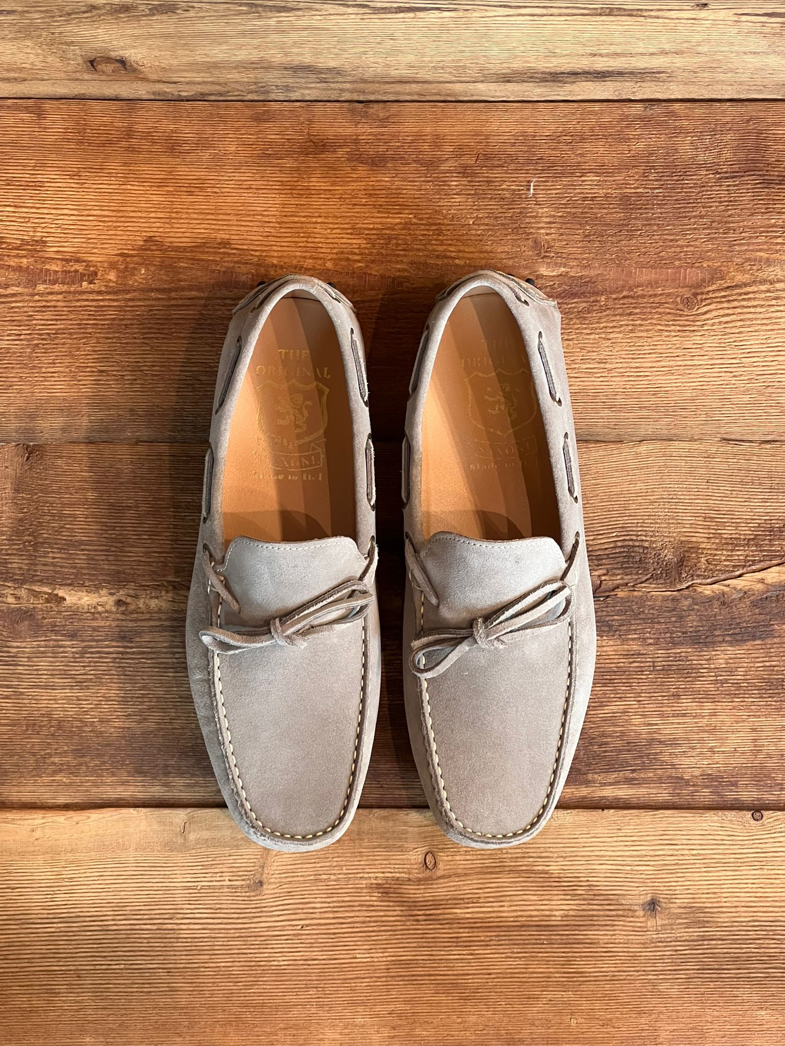 PVU2 Mocassino Car-Shoes Suede Taupe Chiaro Man