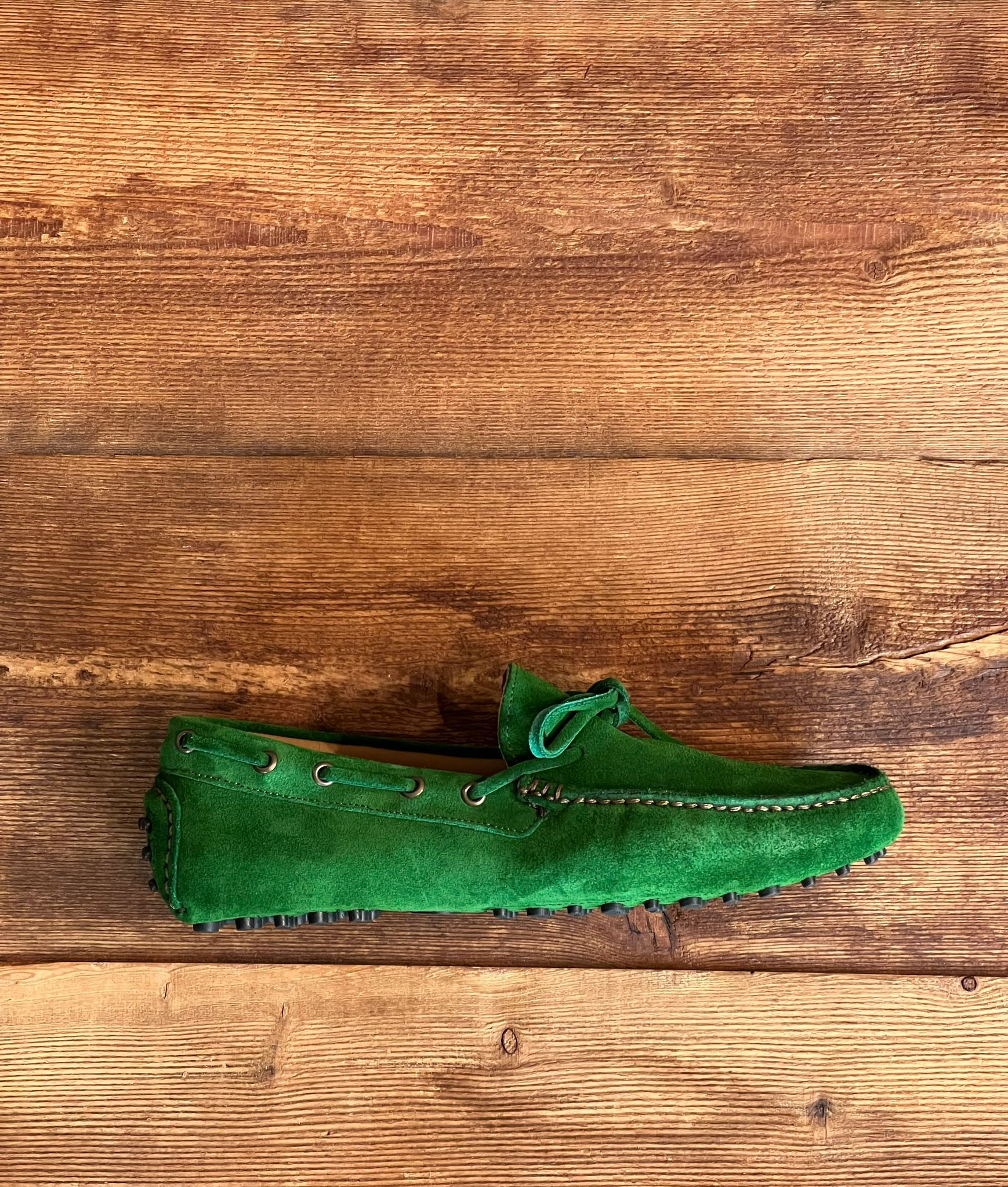 PVU2 Mocassino Car-Shoes Suede Verde Man