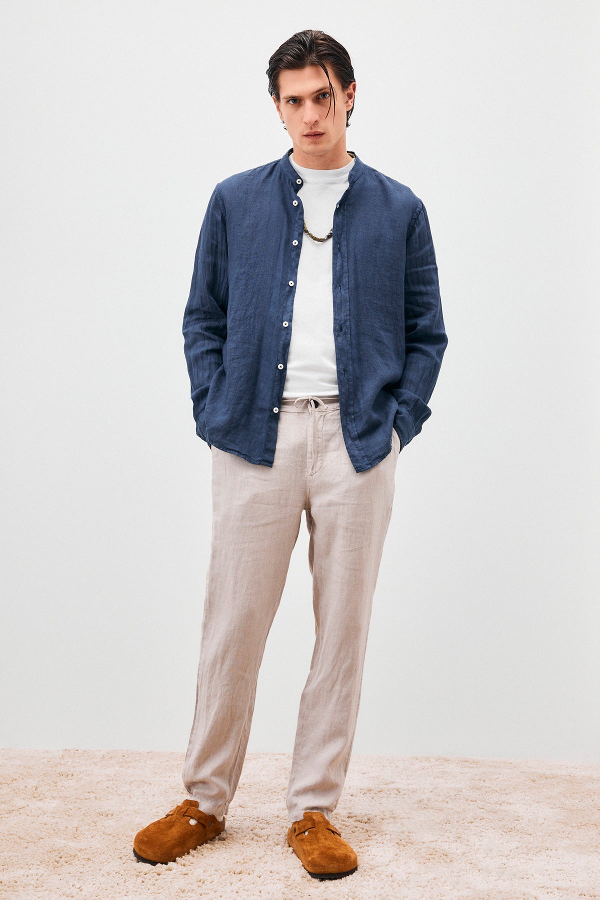 US3-Pantalone Chino Portofino Lino Hazelnut Man