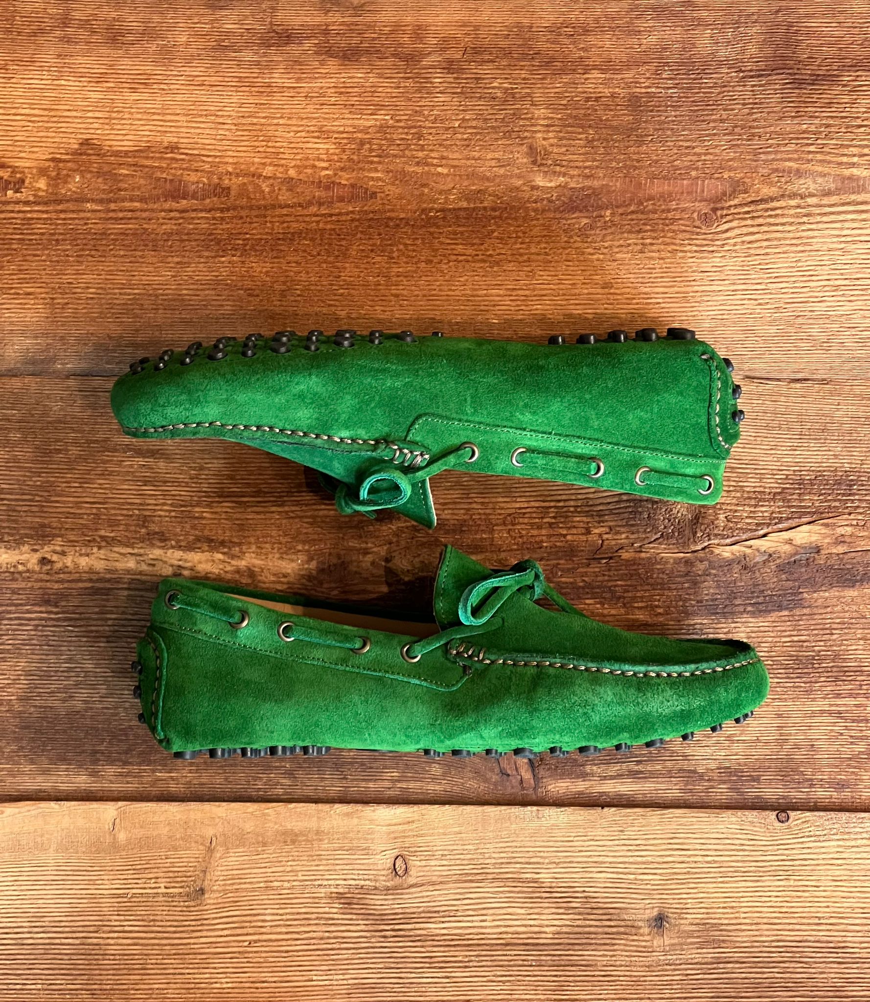 PVU2 Mocassino Car-Shoes Suede Verde Man