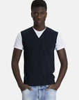 S3-0576 Gilet V con T-Shirt Blue Man