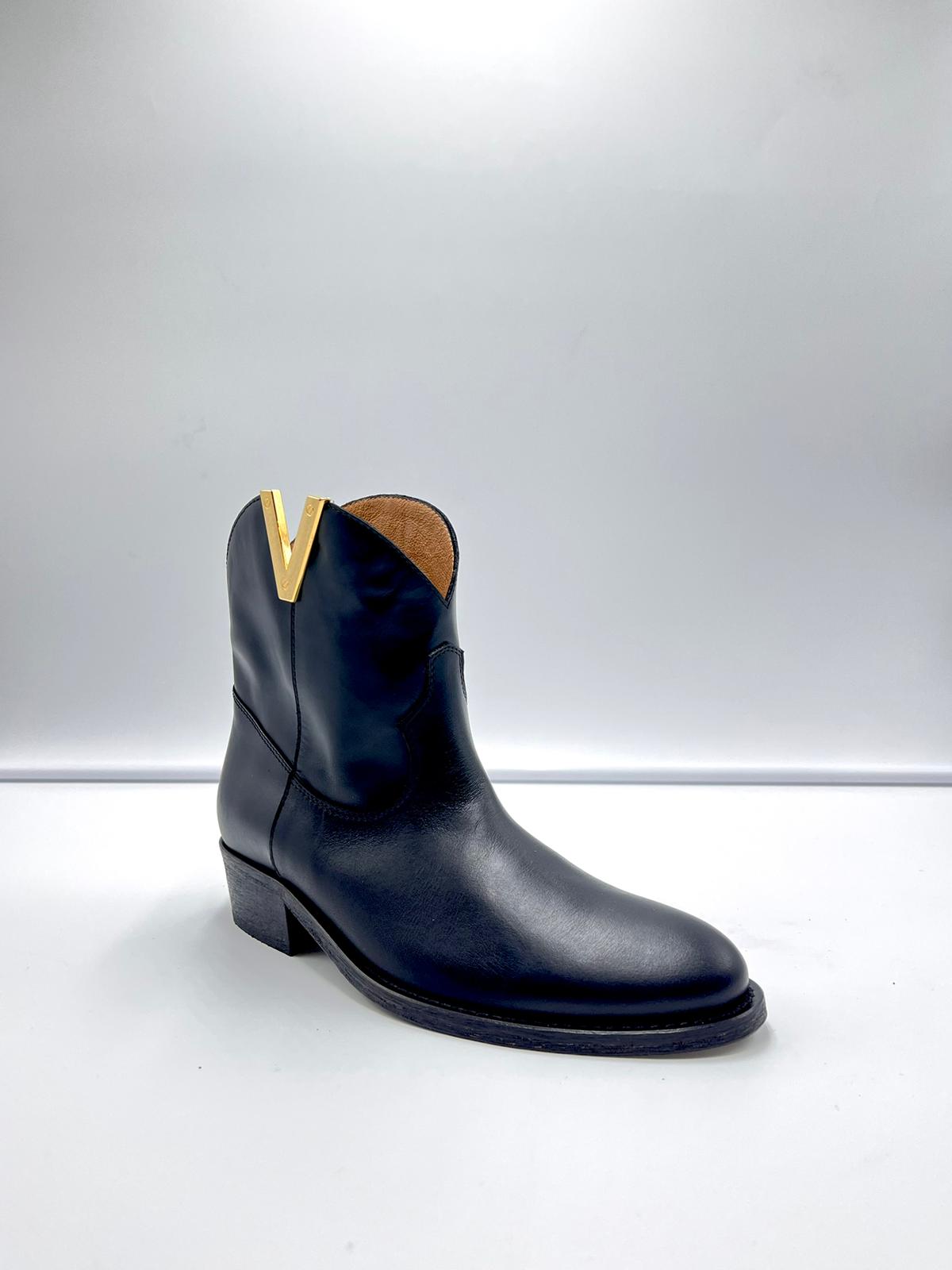 S3-3946 Texano Basso V Oro Pelle Malibù Nero