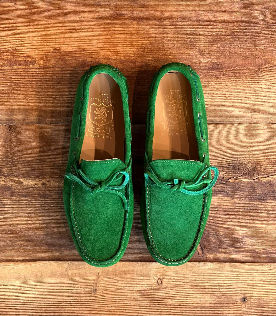 PVU2 Mocassino Car-Shoes Suede Verde Man